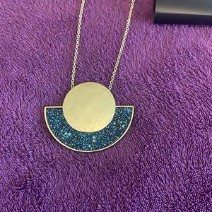 Thalia Sodi Long Necklace Gold circle with Teal New